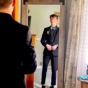 Mens Black suit perfect for homecoming or prom.